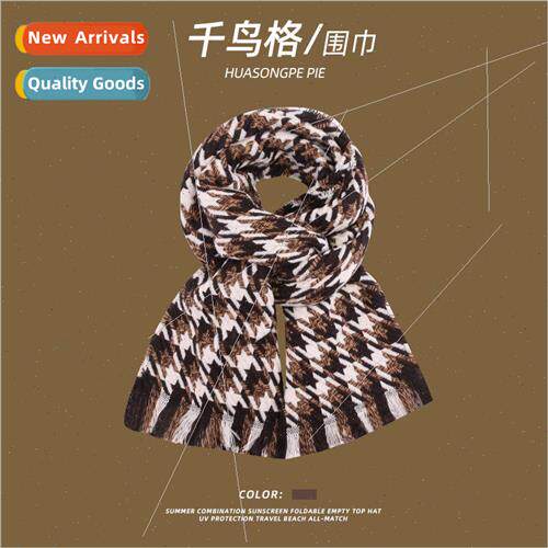 2022 autumn and winter fashion new wild bird plaid scarf fem