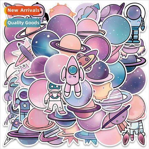 50 mauve universe planet astronaut cartoon stickers luggage