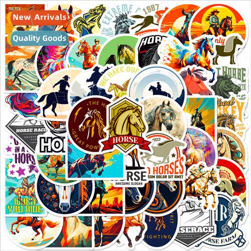 50 sports horseback riding equestrian cartoon stickers ins c