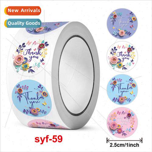 Round Seal Stickers Thank You Stickers Floral Patterns Bakin