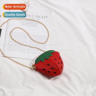 Korea cute strawberry pu shoulder bag female 2022 new fashio