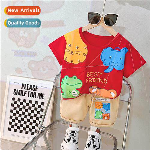 2180 Boys short-sleeved summer dress Yankee printing cartoon
