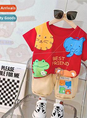 2180 Boys short-sleeved summer dress Yankee printing cartoon