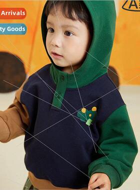 2024 spring new childrens sweater boys baby color collision