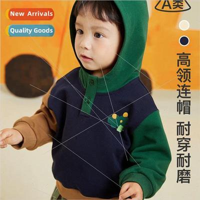 2024 spring new childrens sweater boys baby color collision