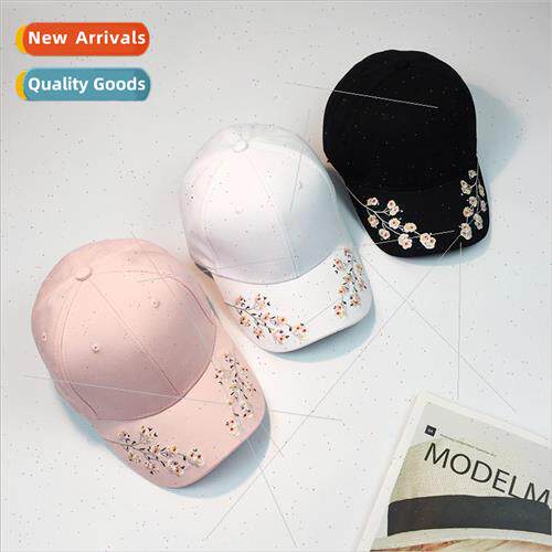 Korea flower baseball cap retro exquisite embroidery peach b