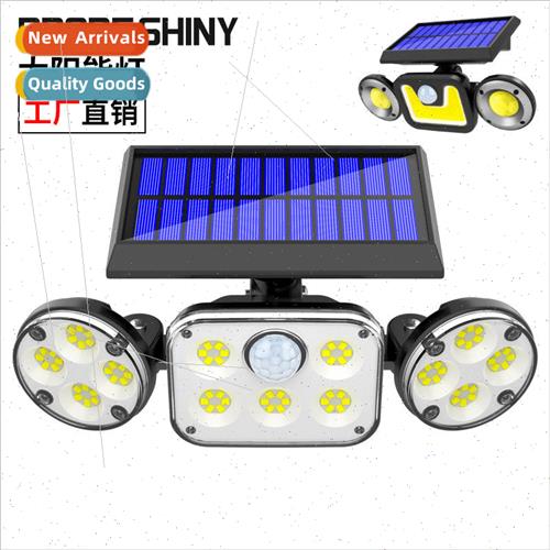 Solar wall light LED triple head rotatable outdoor waterproo