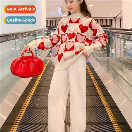 Girls sweater 2023 fall and winter new childrens girls big g