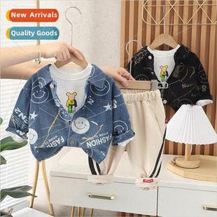 jacket boys fall new childrens 2023 lapel suit casual denim