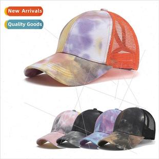 cap Korean dye women and men baseball color gradient tie New