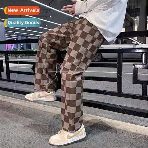Checkerboard jeans men 2022 spring and fall high set ins str