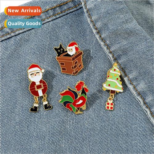 Creative Christmas Brooch Santa Claus into the Chimney Chris