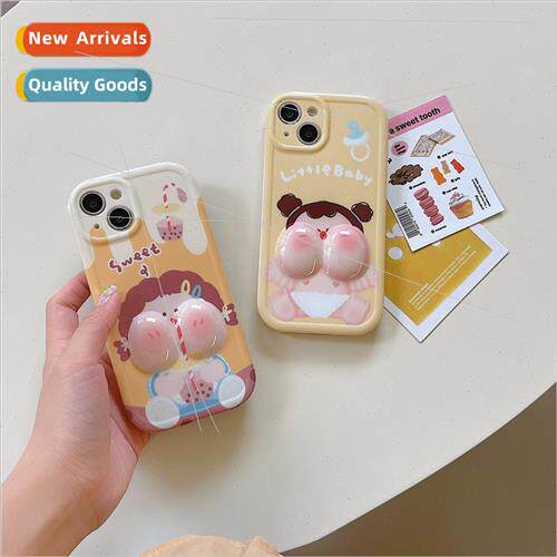 Cartoon big face pinch pacifier doll 适用 iPhone 14 phone ca