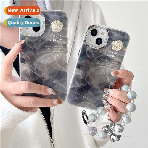 INS Halo Marbled Camellia 适用 iPhone 13 Bracelet 15ProMax A