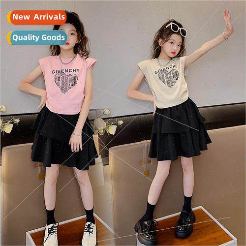 Childrens clothing 2023 new girls casual suit summer  middle