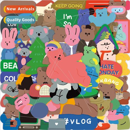 50 Korean love bear JJ bear cute bear doodle stickers comput