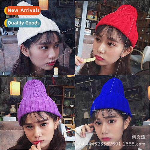 Korean  of the solid color wool cap children winter knit cap