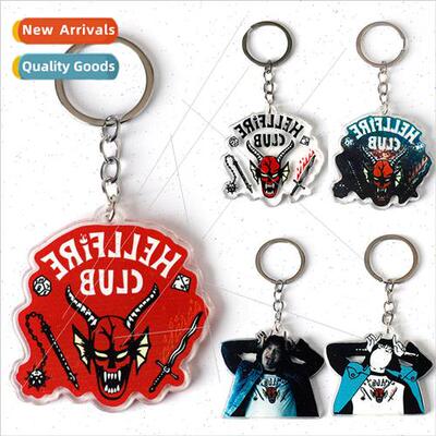 Stranger Things 4 Hellfire Club Mask Keychain Cartoon Acryli