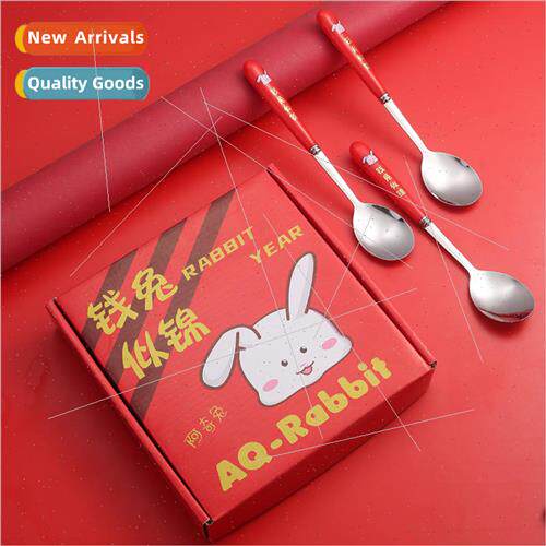 Cartoon Year of the Rabbit stainless steel spoon gift box se