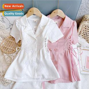 Girls jacket 2023 summer  female baby white bubble sleeve su