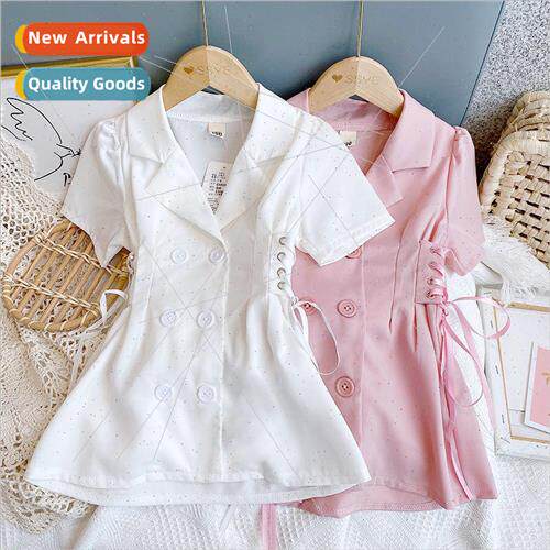 Girls jacket 2023 summer  female baby white bubble sleeve su