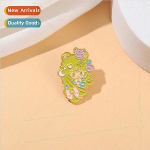 pet elf metal dorky badge plant little green Cute brooch