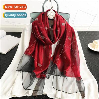 Spring and Autumn new solid color mulberry silk wool gold la