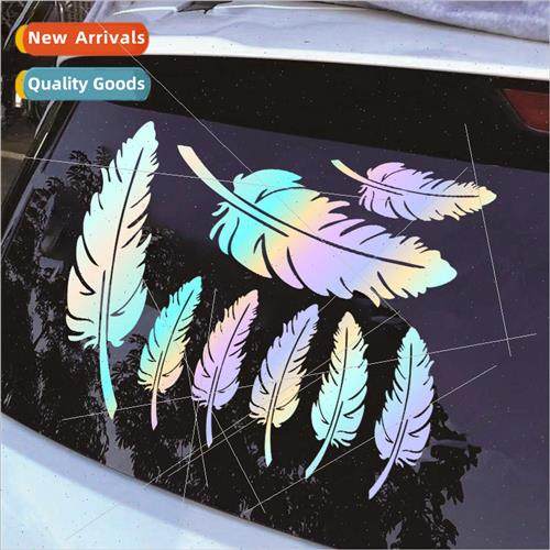 Car laser feather stickers bumper personalized small scratch