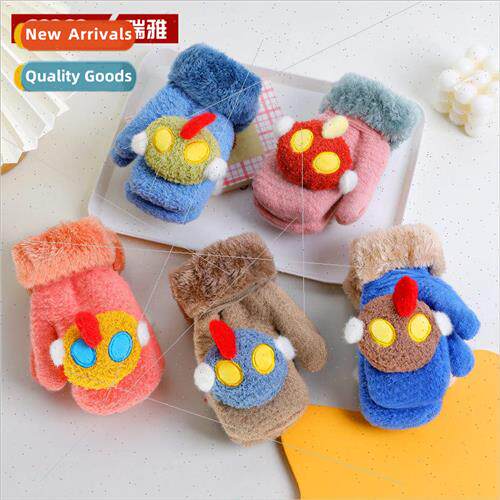 Winter childrens gloves outdoor hanging neck anti-lost padde