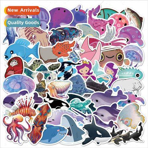 50 Sea fe Creative Stickers Shark Jellyfish Whale School Rew