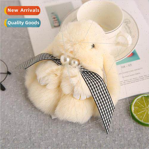 Hooligan rabbit otter hair pearl bow tie rabbit keychain pen
