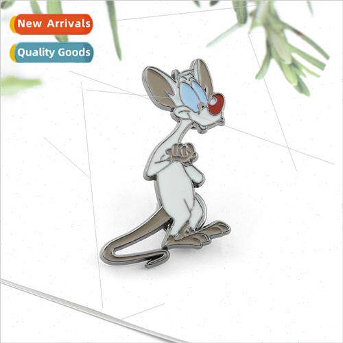 Cartoon animation  jewelry gray cat red nose brooch funny ba