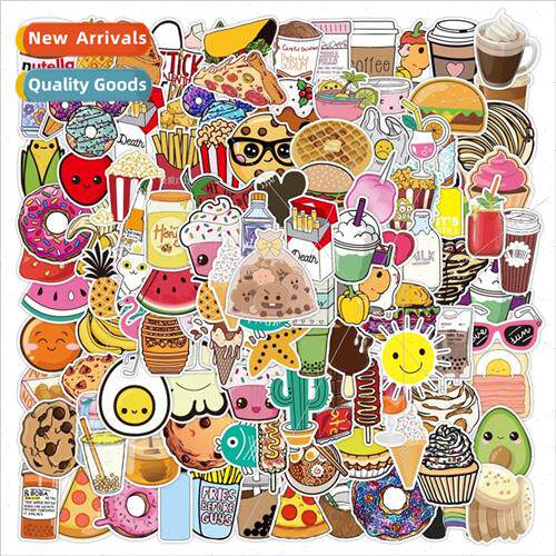 100 cartoon food small fresh ins burger fries graffiti stick