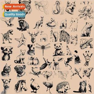 Animal Sketch Doodle Stickers Retro Material Deco Cartoon