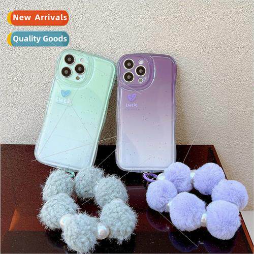 INS Premium Gradient Halo iPhone 12 Plush Bracelet 13Pro max