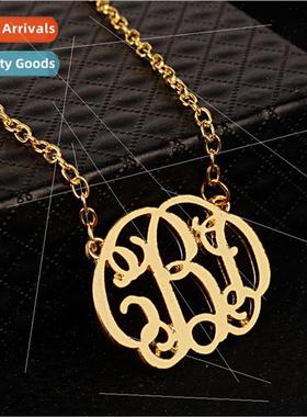 New retro stainless steel letter combination hip hop collarb