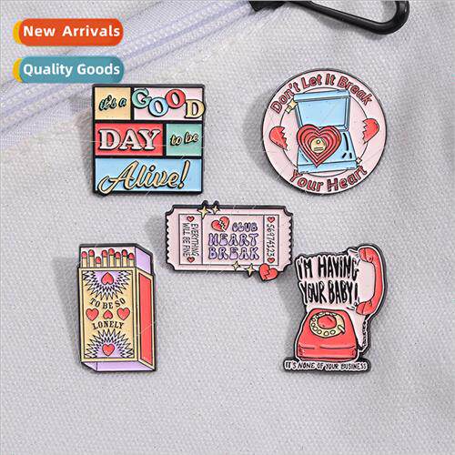 Exaggerated Brooch Creative  Day Phone Match Stamps Metal Ba