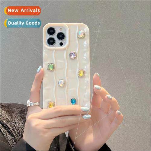 Ins Premium Sense Stereo Gemstone 适用 14ProMax Stripe iPhon