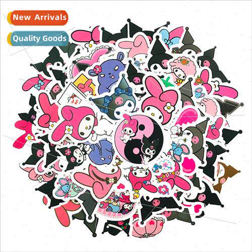 Cartoon black powder kuromi kuromi 50 stickers diary trolley