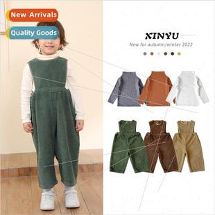 men Autumn ins Childrens wind pants Nordic corduroy backpack