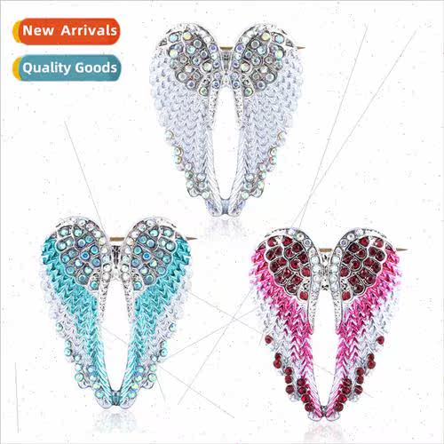 Vintage Diamond Multi-color Angel Wings Brooch Angel Wings M