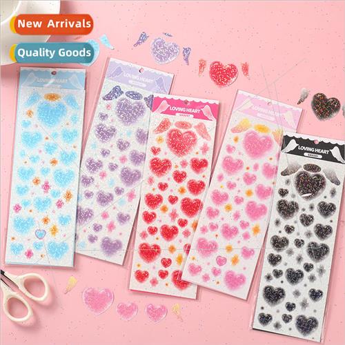 Korean ins  love series laser dazzle color goo card stickers