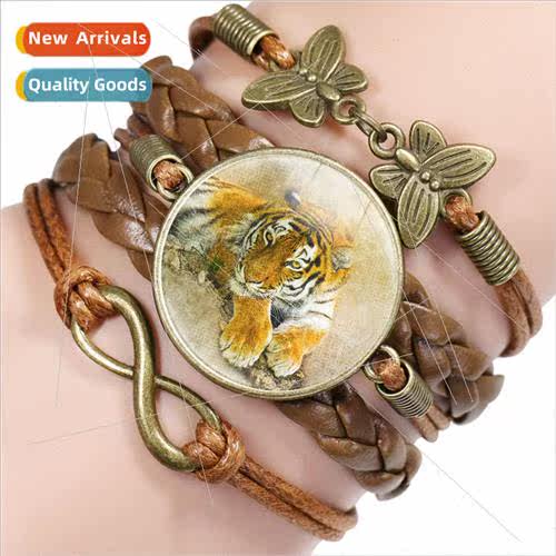 Tiger Tiger Time Gemstone Multi-Layer Bracelet Brown Hand-Wo