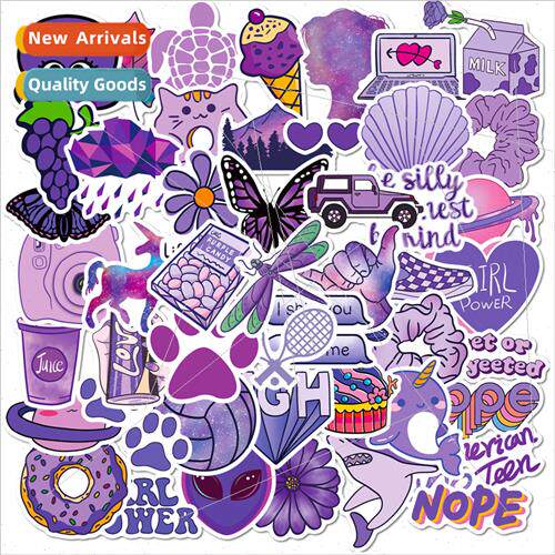 50 purple mix stickers shein new purple small fresh cartoon