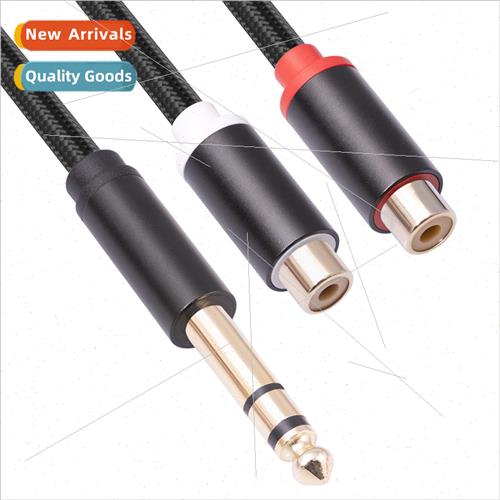 New Cotton Braided 6.35 Male to Dual RCA Female Split Audio