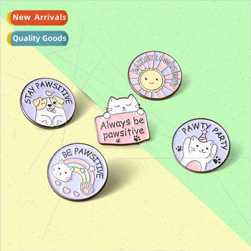 Cartoon Animal Pattern Circle Badge Jewelry Cute Cat Puppy S