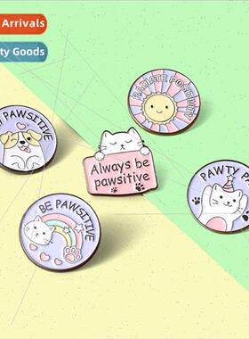 Cartoon Animal Pattern Circle Badge Jewelry Cute Cat Puppy S