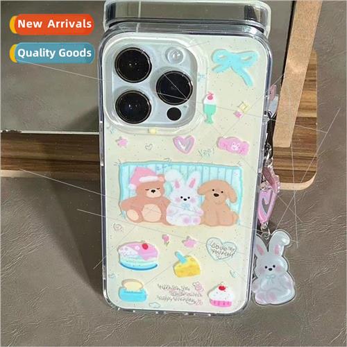 Korean  fun rabbit bear Apple 14ProMax double-sided Apple 14图片