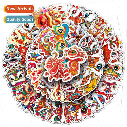 50 Chinese  lion dance cartoon stickers waking lion national