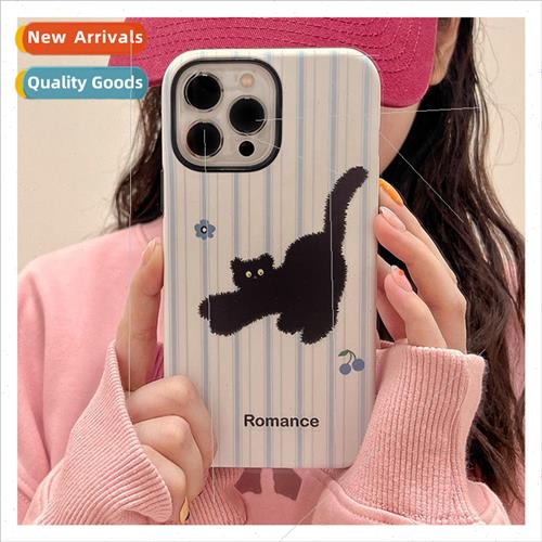 Fried Black Cat IPhone15ProMax 2-in-1 Feline Case 适用 Apple